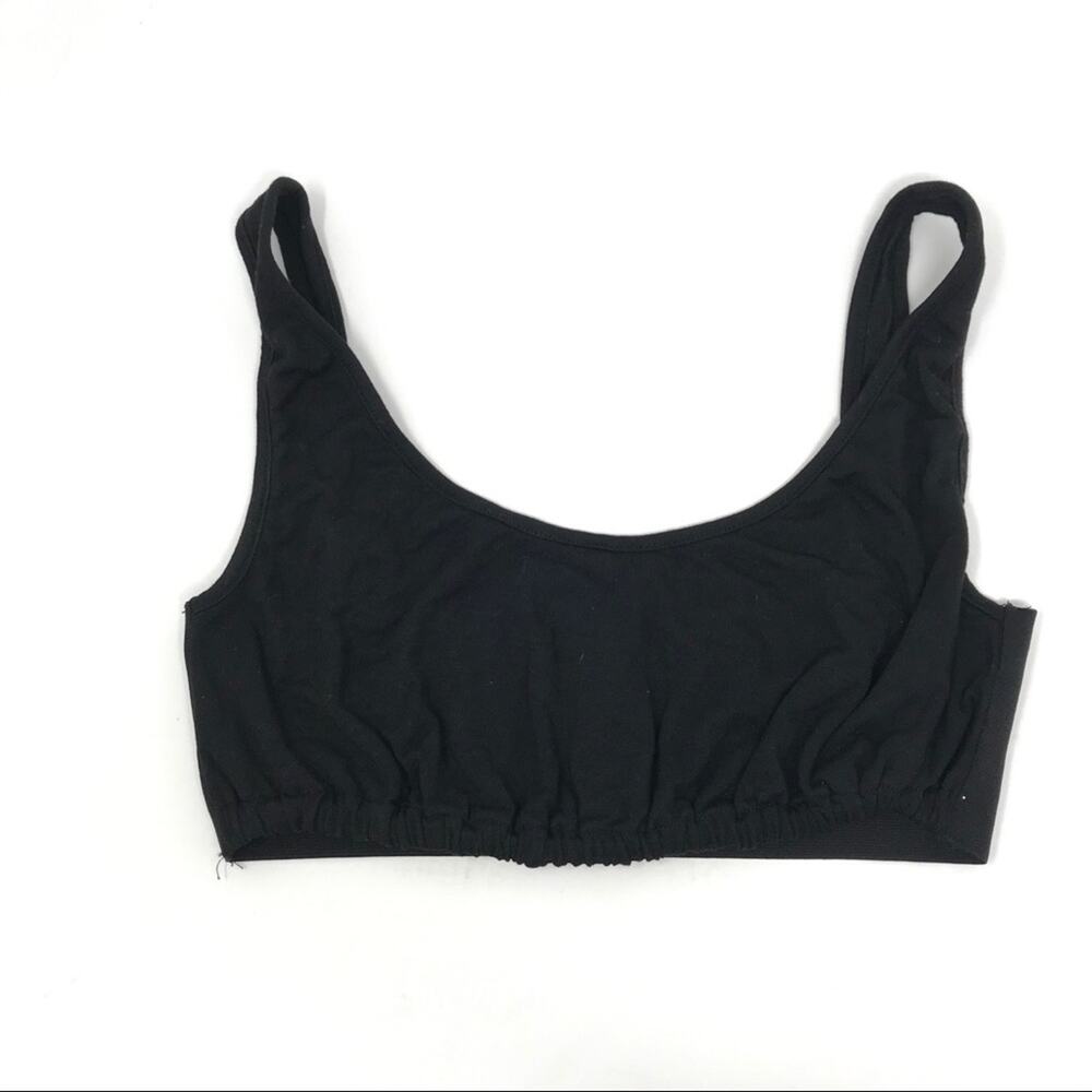 Club Monaco XSmall XS Black Snap Back Bralette Scoop Neck Jersey Elastic Back